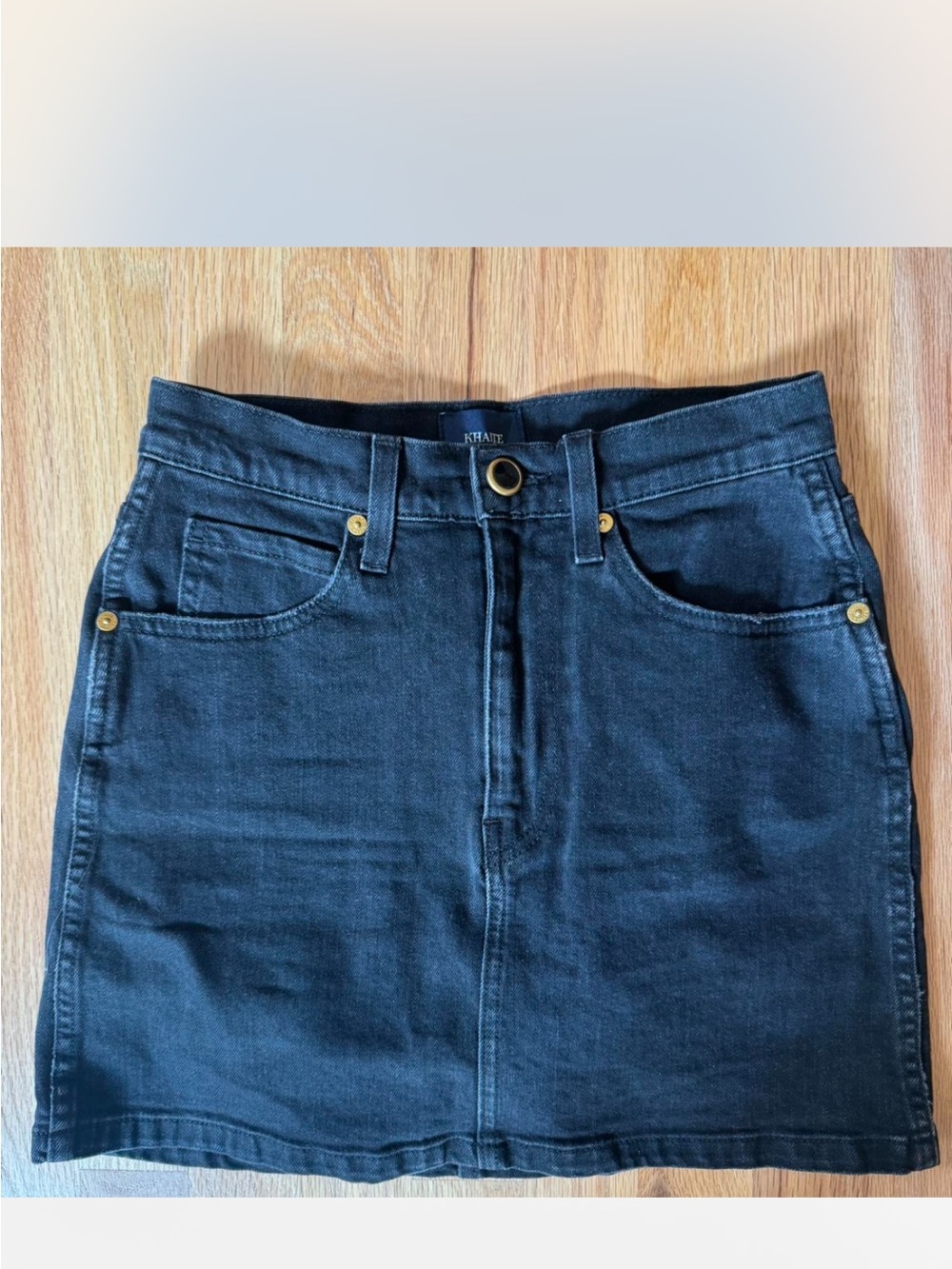 NWOT Khaite black denim mini skirt